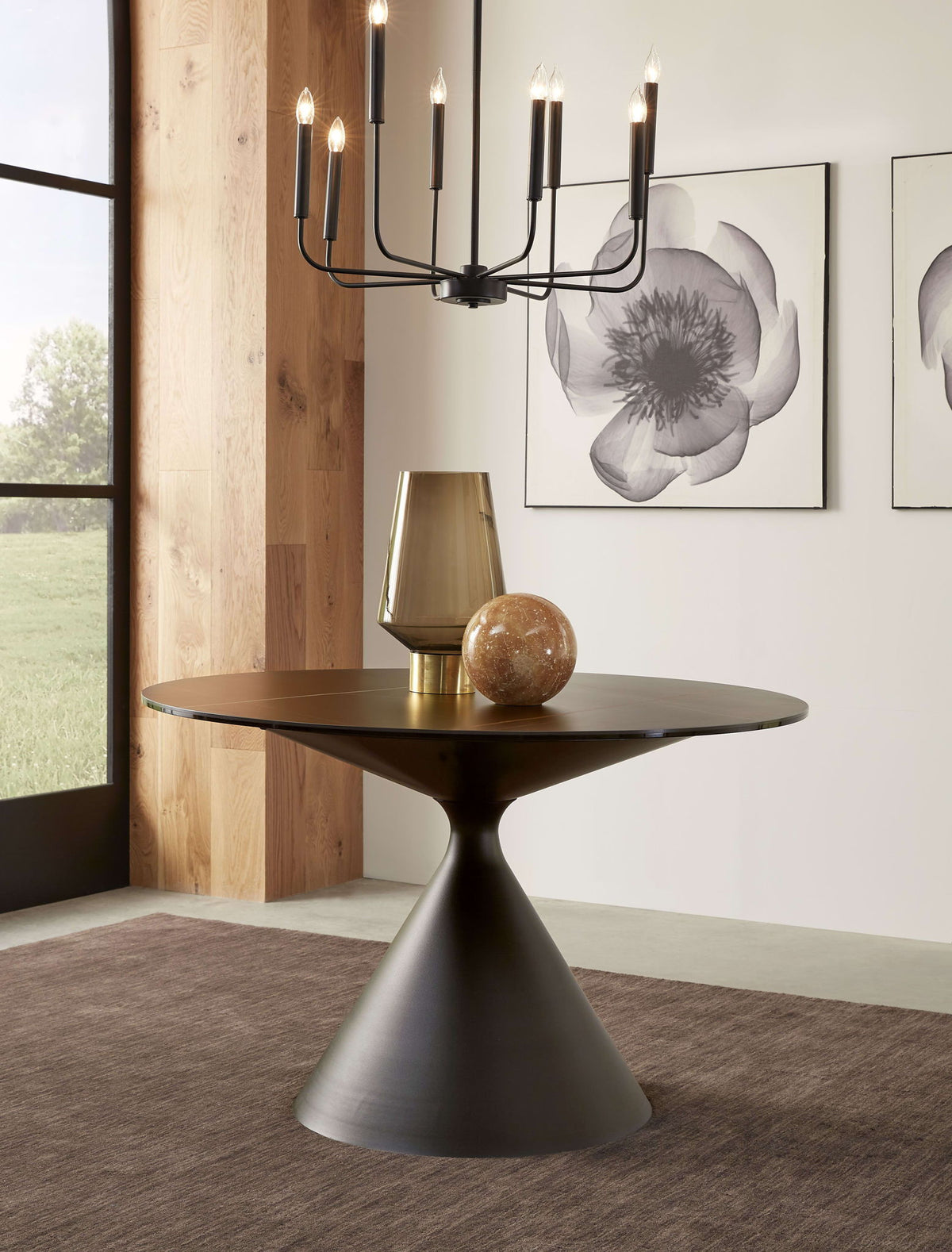 Winston - Stone Top Metal Base Round Dining Table