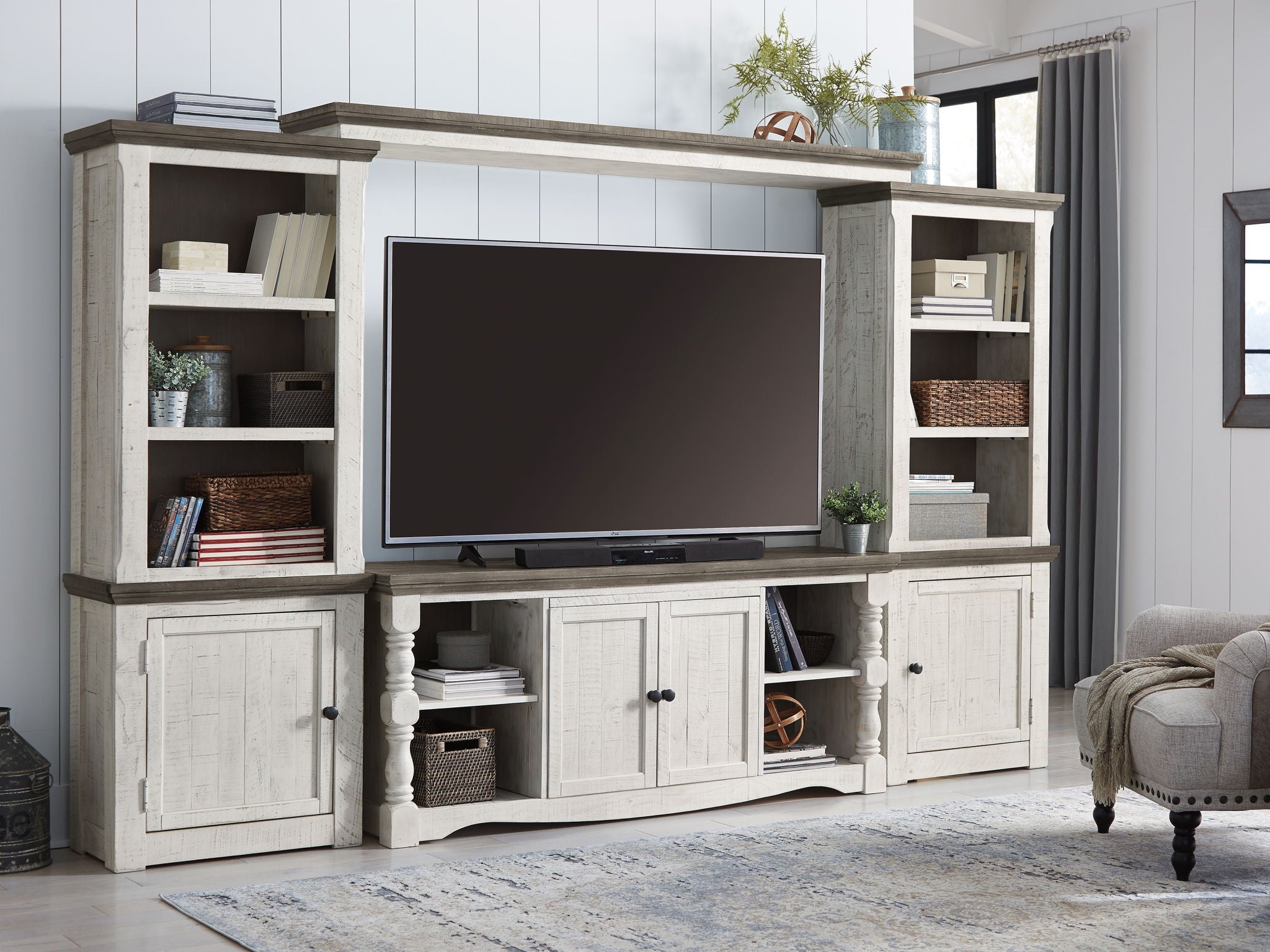 Havalance - 4 Pc. - Entertainment Center - 67" TV Stand - Brown / Beige - Urban Living Furniture (Los Angeles, CA)
