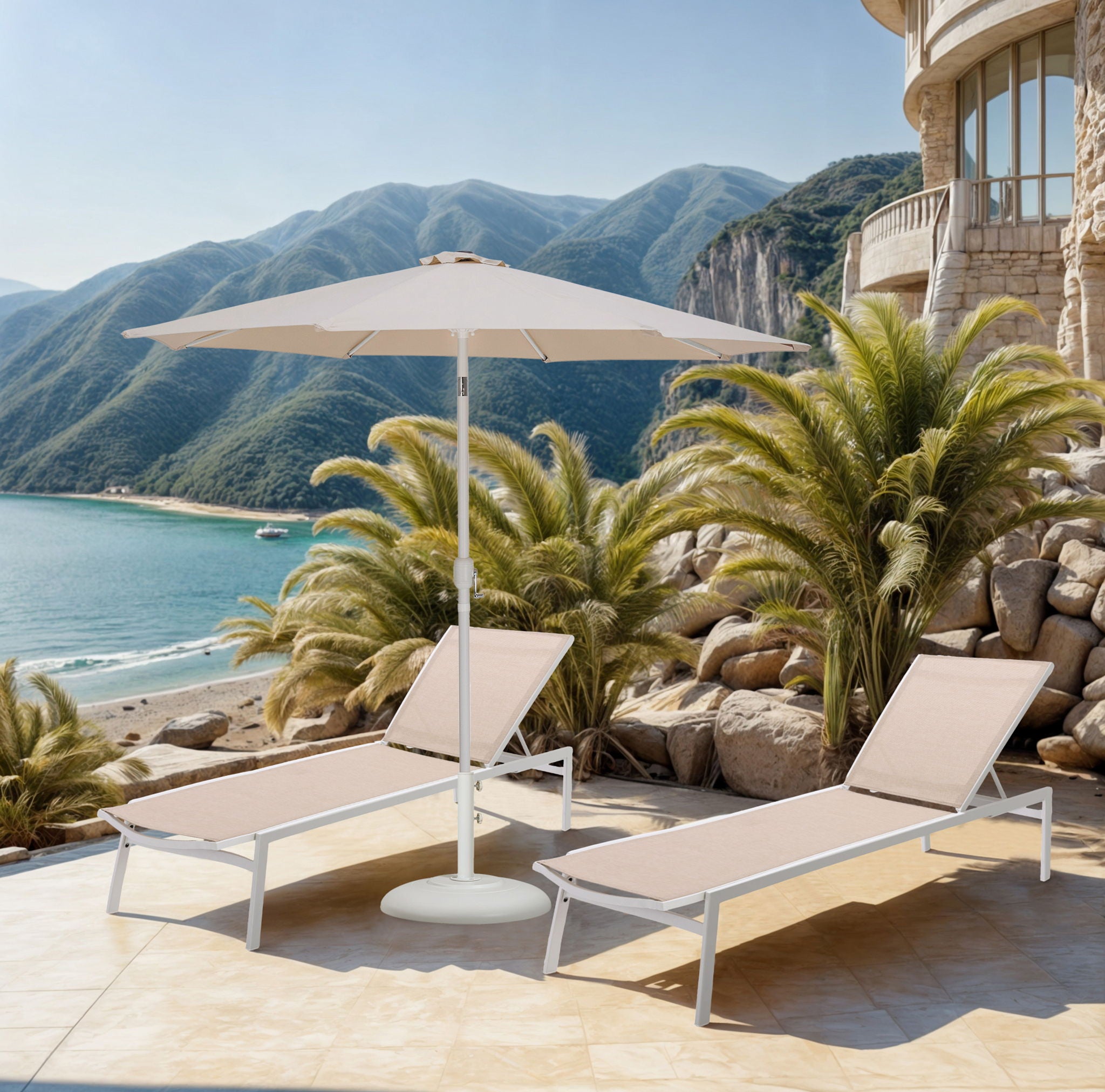 Fiji - Aluminum Patio Umbrella With Round White Base - Urban Living Furniture (Los Angeles, CA)
