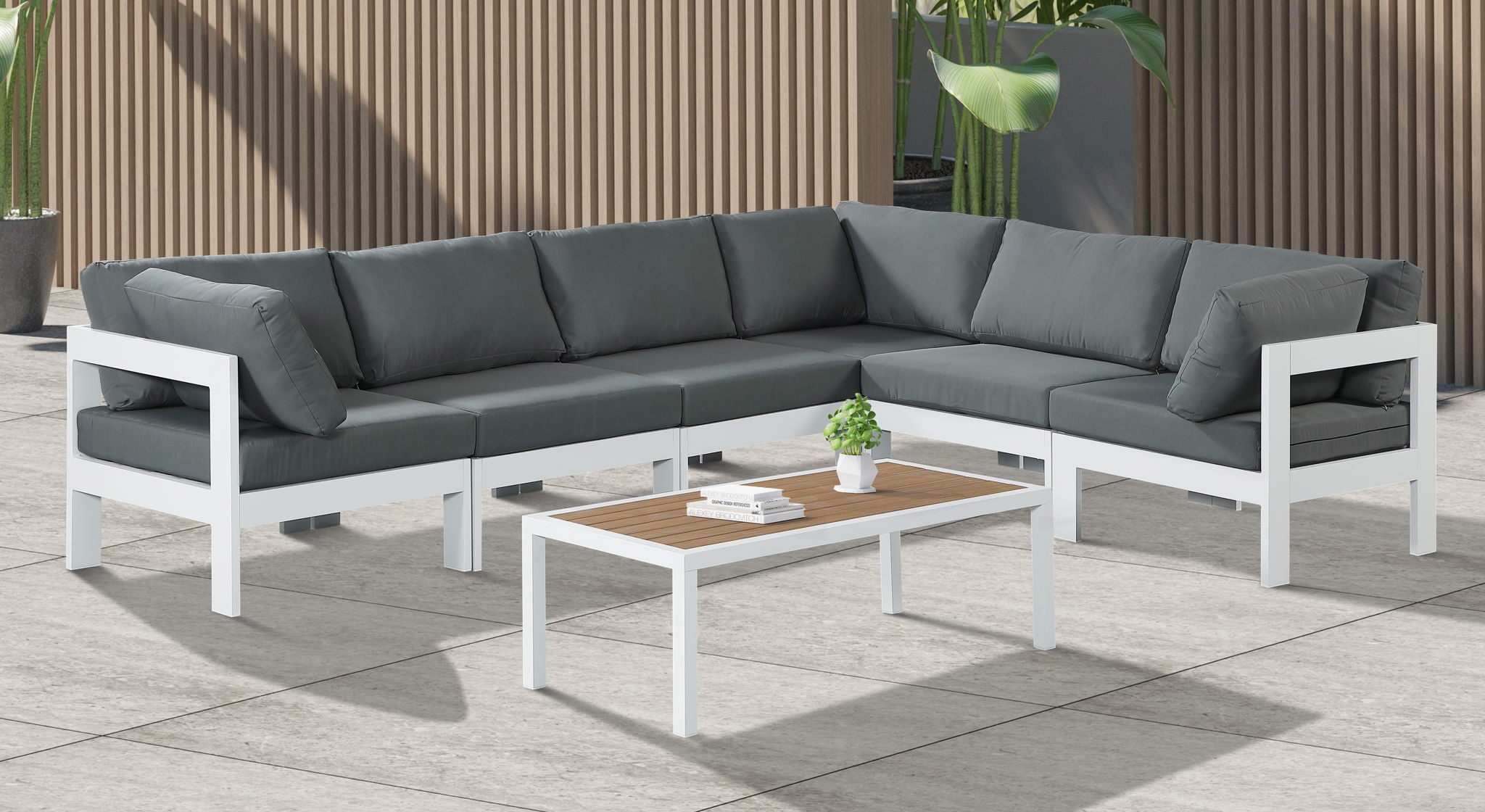 Nizuc - Outdoor Patio 6 Piece Modular Sectional With White Frame - Urban Living Furniture (Los Angeles, CA)