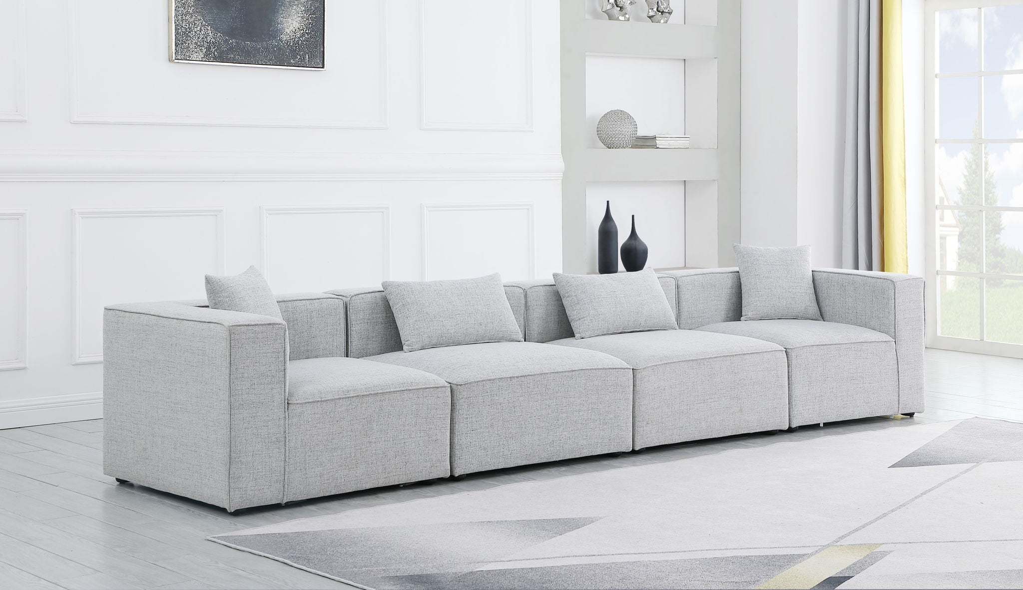 Cube - Linen Modular 4 Seat Sofa - Urban Living Furniture (Los Angeles, CA)