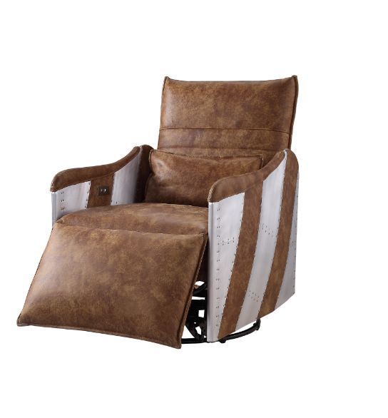 Qalurne - Power Motion Recliner With Swivel - Two Tone Mocha Top Grain Leather & Aluminum - Urban Living Furniture (Los Angeles, CA)