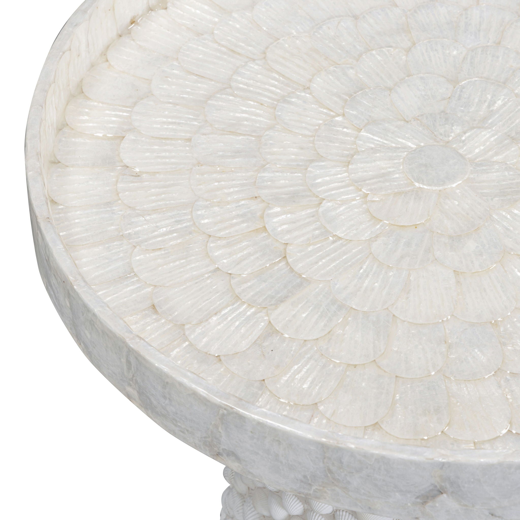 Coast - Seashell Round Side Table - Pearl White - Urban Living Furniture (Los Angeles, CA)