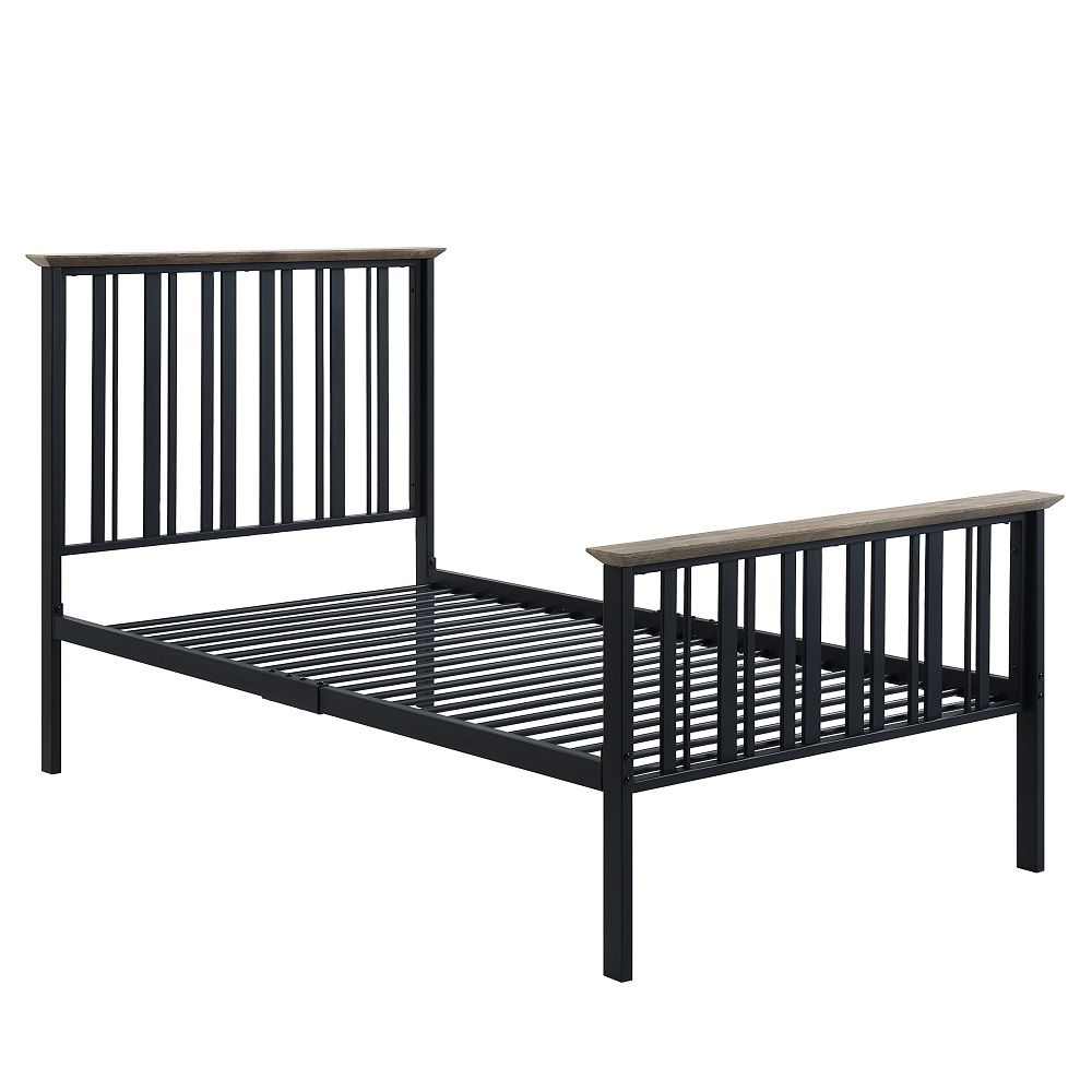 Zudora - Twin Bed - Antique Oak & Black - Urban Living Furniture (Los Angeles, CA)