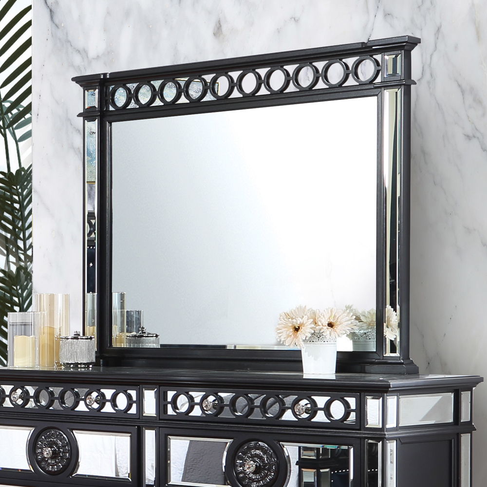 Varian II - Mirror - Mirrored, Black & Sliver - Urban Living Furniture (Los Angeles, CA)