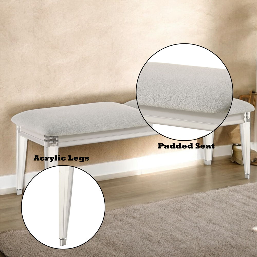 Laveda - Bench - Light Gray Boucle & Pearl White Finish - Urban Living Furniture (Los Angeles, CA)