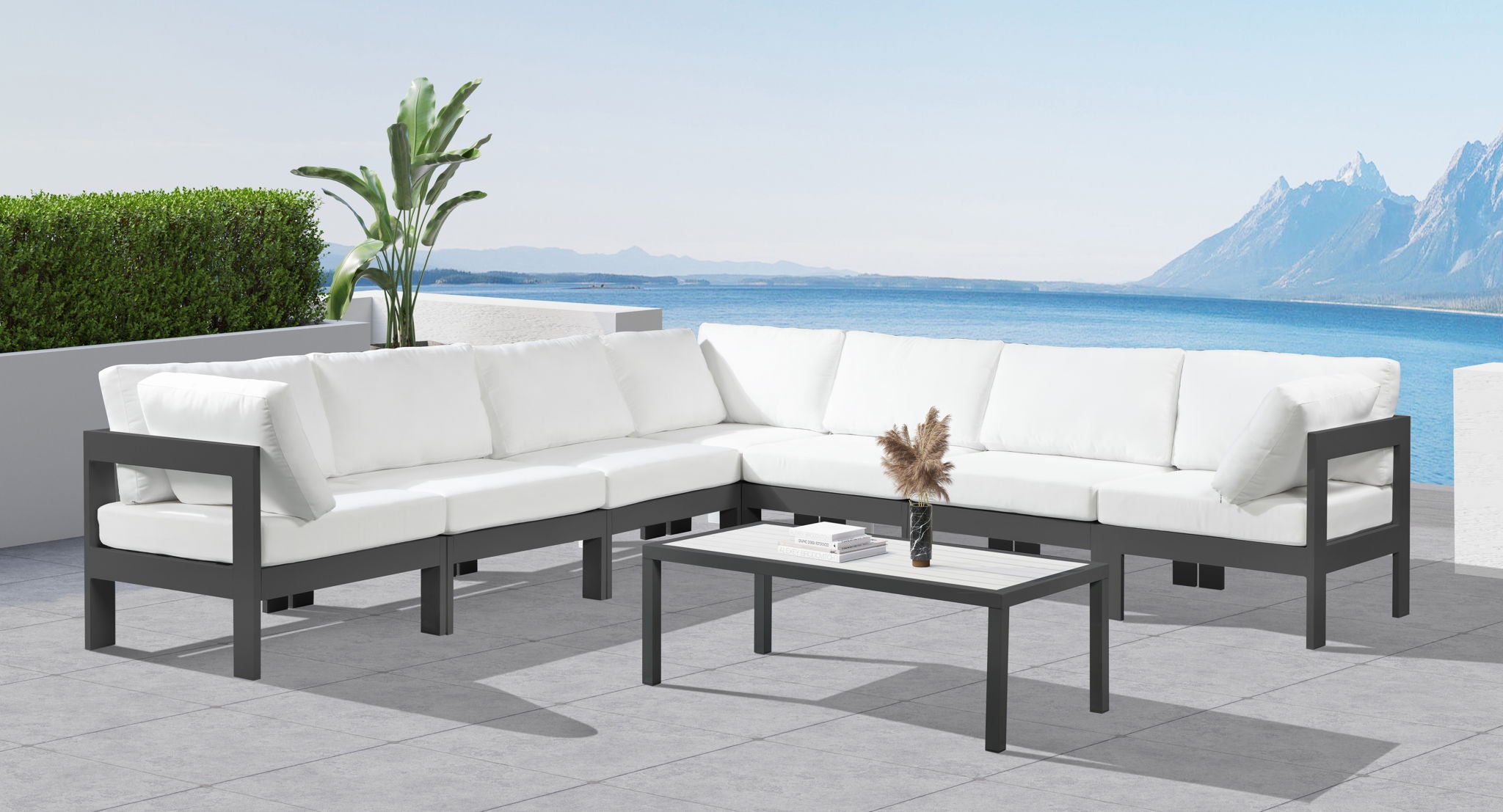 Nizuc - Outdoor Patio 7 Piece Modular Sectional With Gray Frame - Urban Living Furniture (Los Angeles, CA)