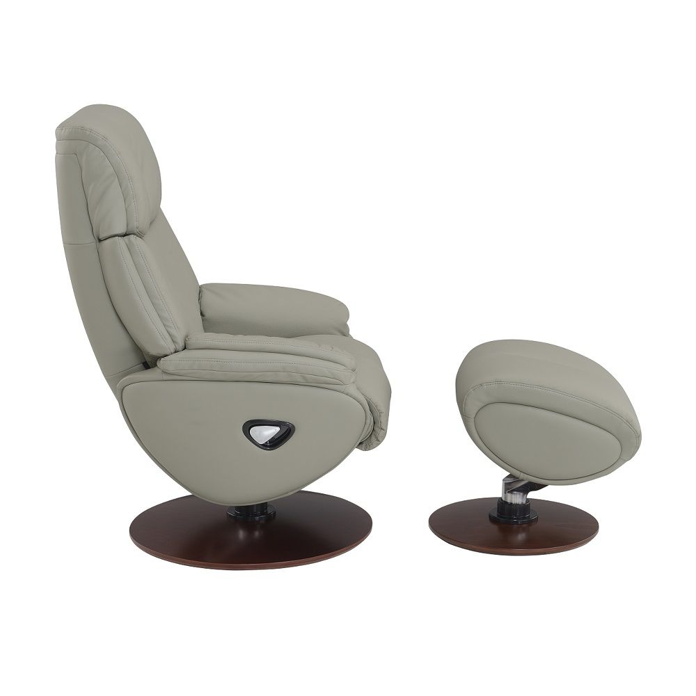 Kandoro - Motion Accent Chair With Swivel & Ottoman - Gray Leather & Brown Base - Urban Living Furniture (Los Angeles, CA)