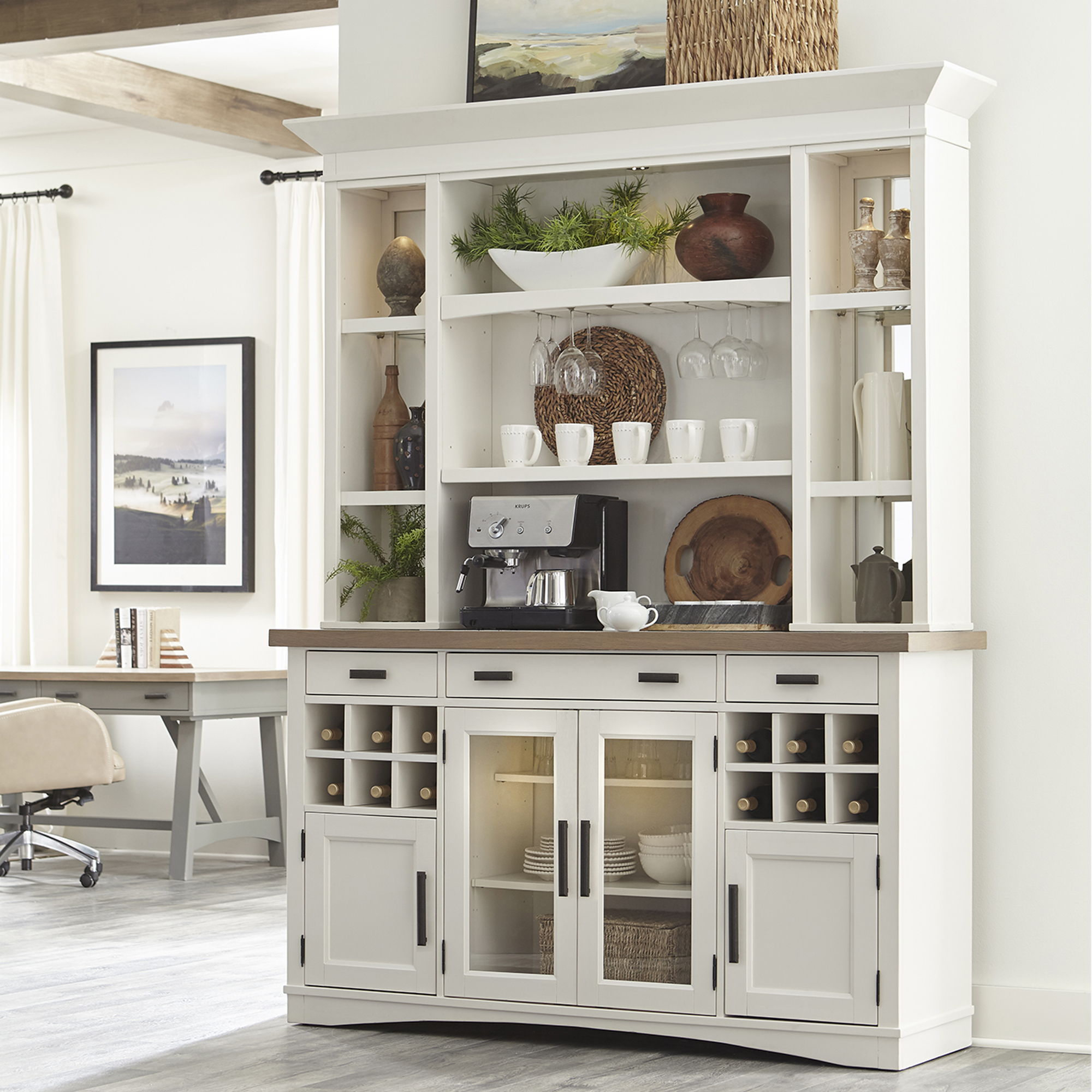 Americana Modern Dining - Buffet And Display Hutch With Quartz Insert - Cotton - Urban Living Furniture (Los Angeles, CA)