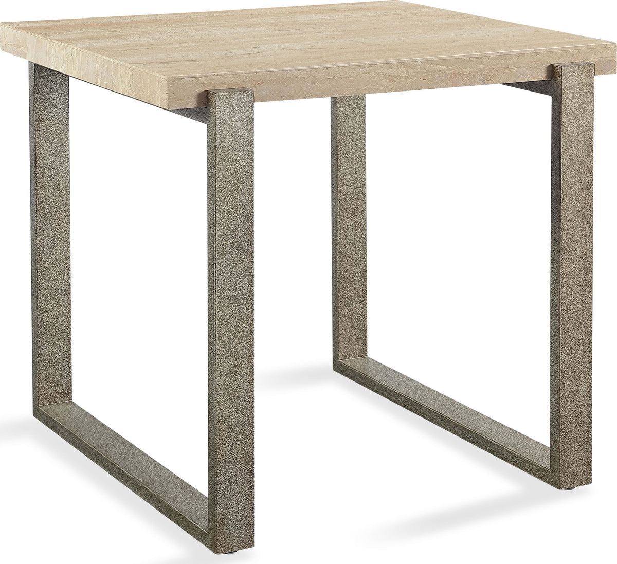 Ariela - Natural Travertine Table With Bronze Metal Base