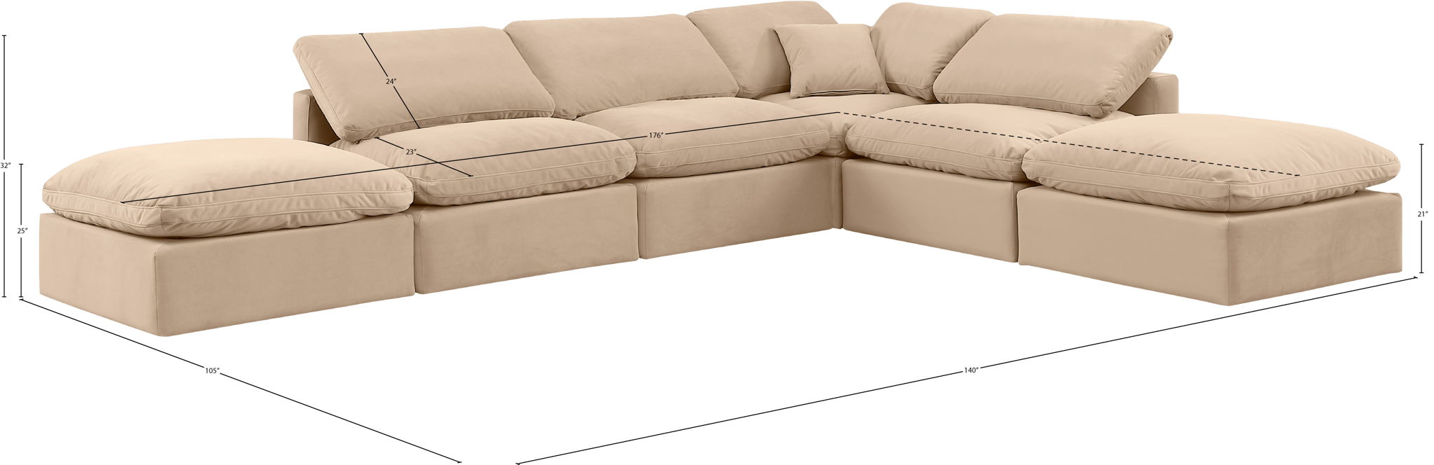 Indulge - Velvet 6 Piece Modular Armless Sectional - Urban Living Furniture (Los Angeles, CA)