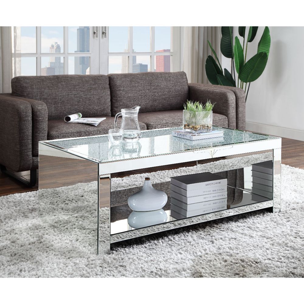 Noralie - Coffee Table - Clear Glass, Mirrored & Faux Diamonds - Urban Living Furniture (Los Angeles, CA)