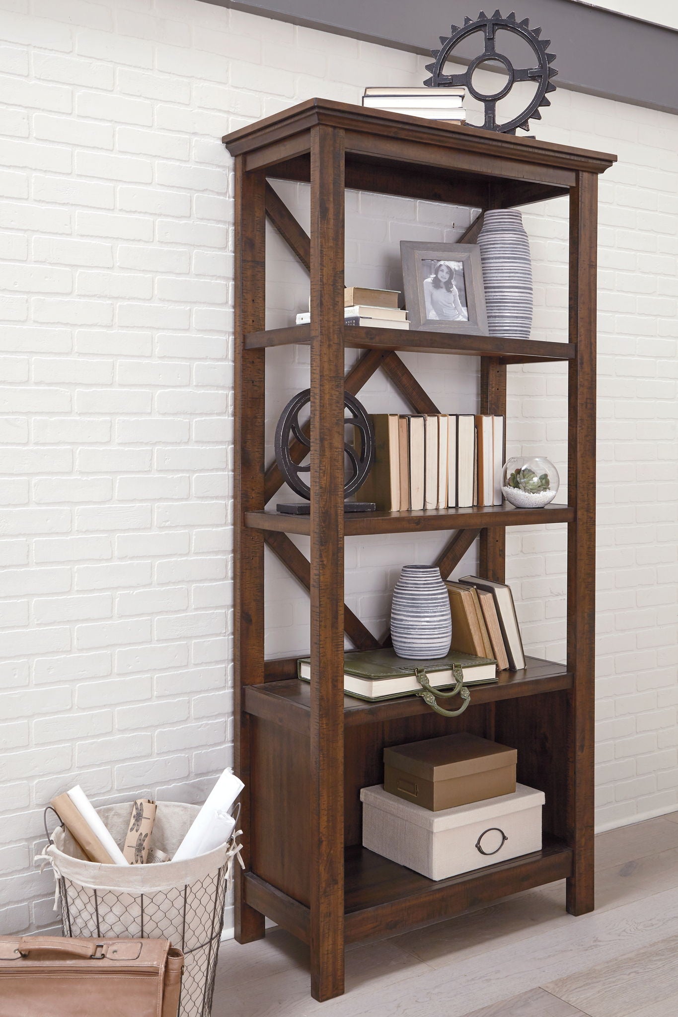 Baldridge - Rustic Brown - Large Bookcase - Urban Living Furniture (Los Angeles, CA)