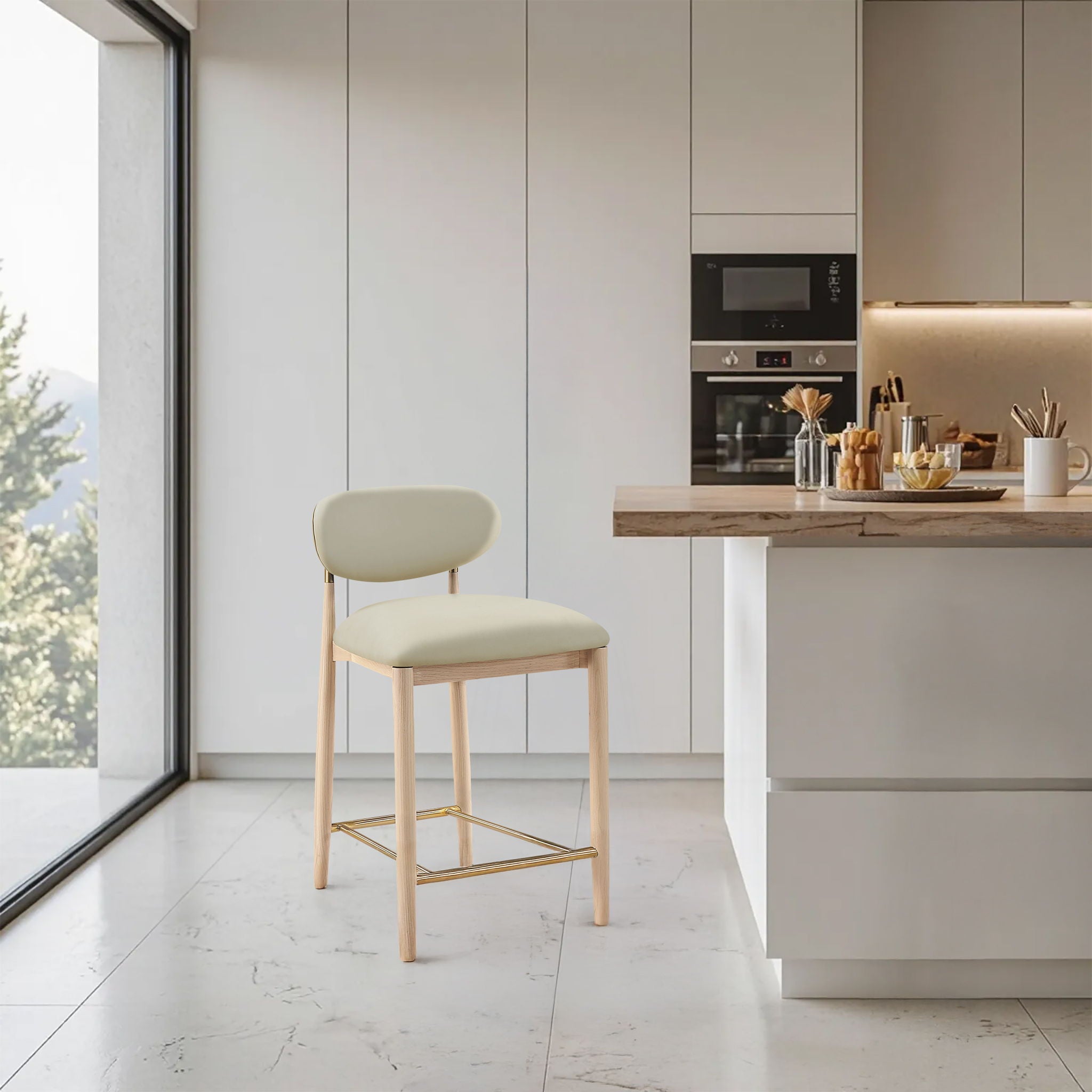 Riccio - Stool - Natural And Gold Frame - Urban Living Furniture (Los Angeles, CA)