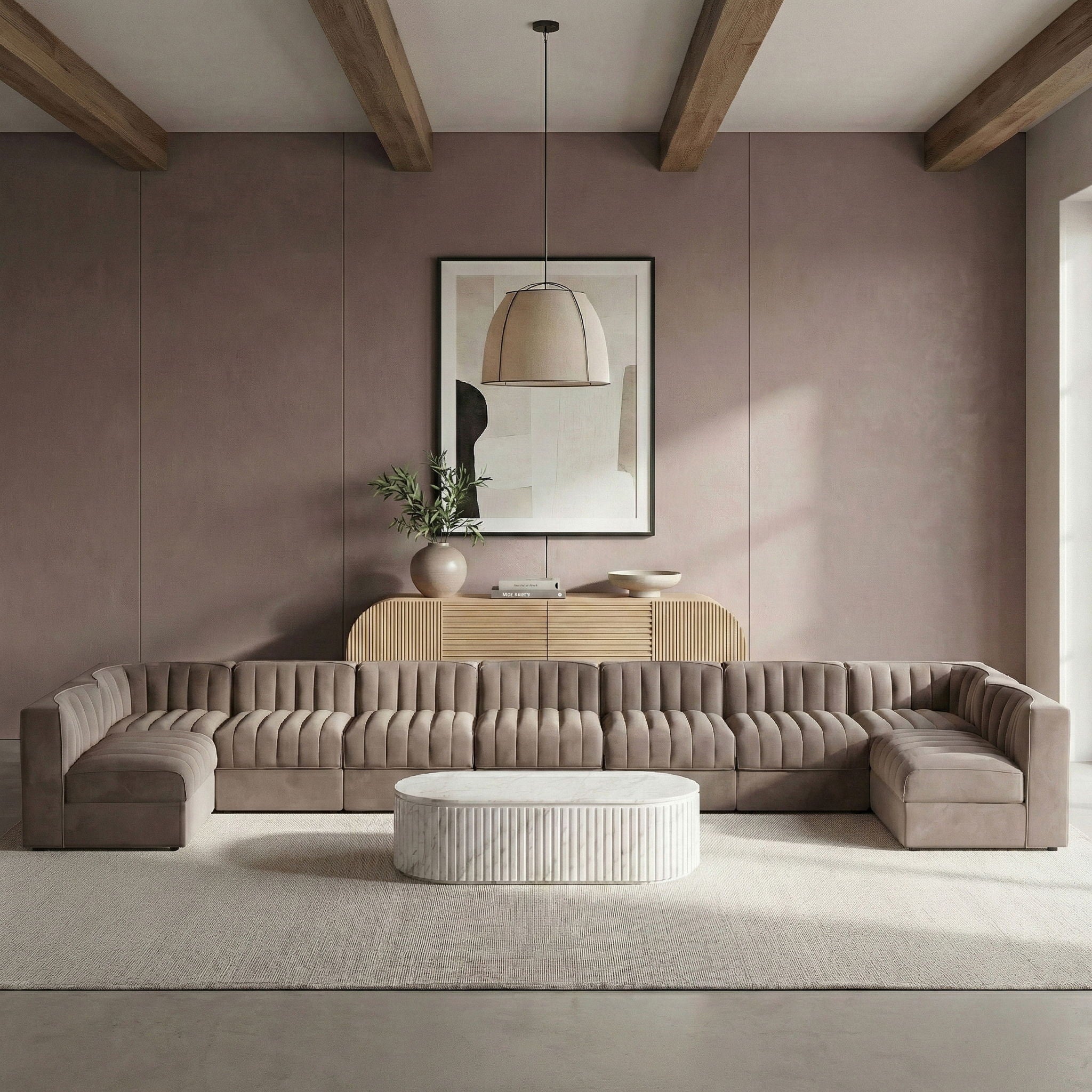 Rummi - Armless Velvet Performance Fabric Upholstered 9 Piece Modular Sectional - Urban Living Furniture (Los Angeles, CA)