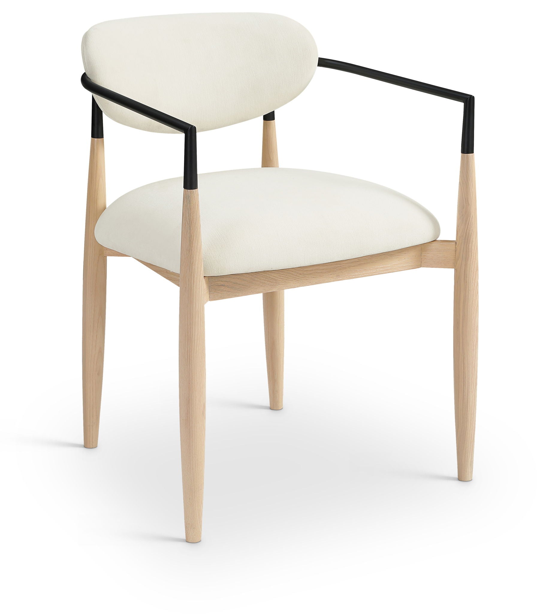 Riccio - Performance Fabric Upholstered Dining Arm Chair (Set of 2) With Light Brown Legs - Cream - Urban Living Furniture (Los Angeles, CA)
