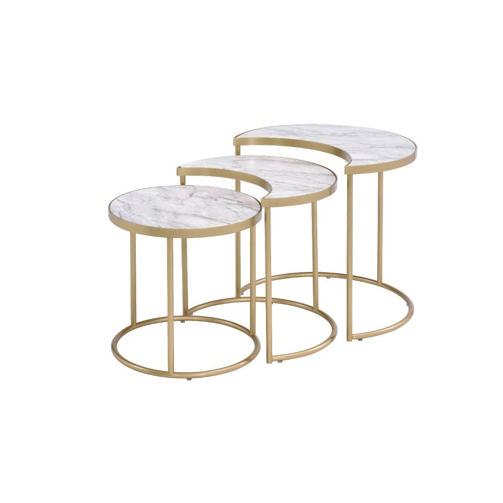 Anpay - Nesting Table Set - Faux Marble Top & Gold - Urban Living Furniture (Los Angeles, CA)