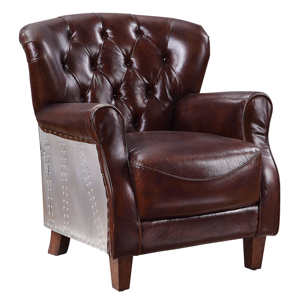 Brancaster - Accent Chair - Vintage Brown & Aluminum - Urban Living Furniture (Los Angeles, CA)