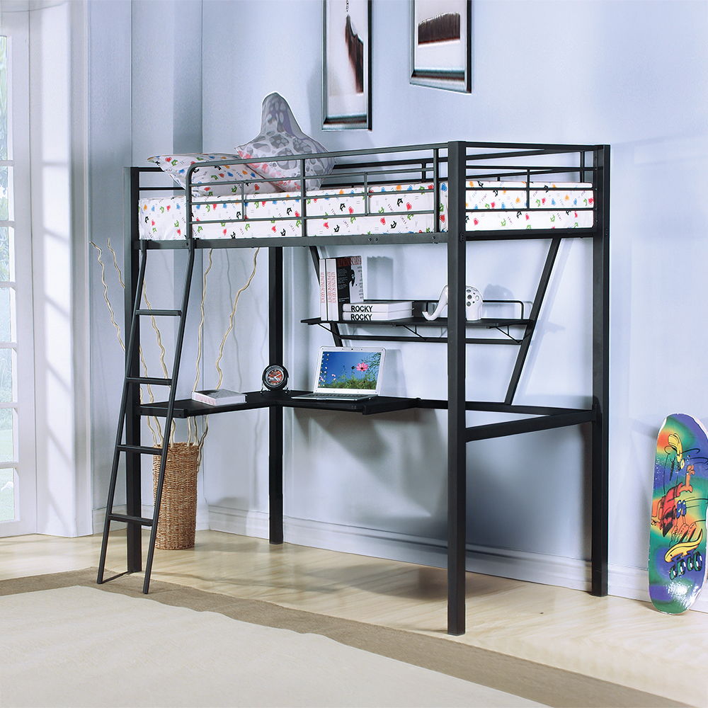 Senon - Twin Loft Bed With Desk - Silver & Black - Urban Living Furniture (Los Angeles, CA)