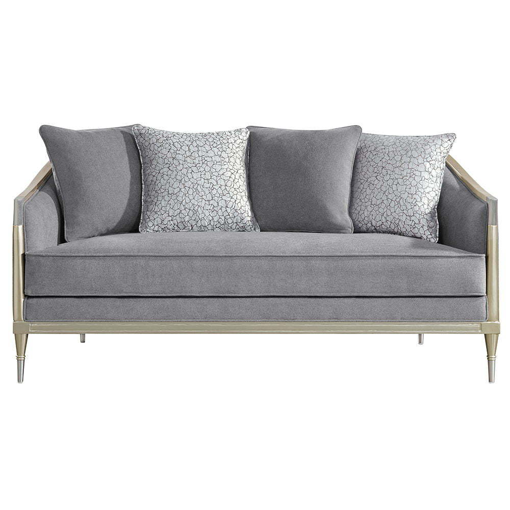 Fernando - Loveseat With 4 Pillows - Gray Chenille & Champagne - Urban Living Furniture (Los Angeles, CA)