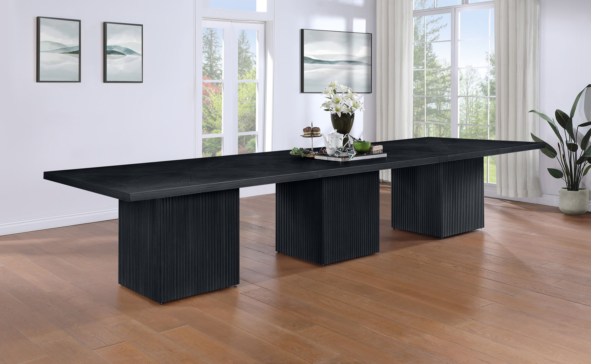 Belinda - Wood Mid-Century Modern Modular Dining Table - Black - Urban Living Furniture (Los Angeles, CA)