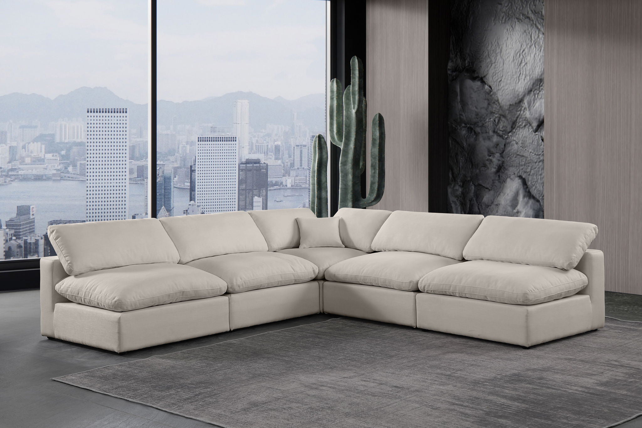 Comfy - 5 Piece Linen Modular Corner Armless Sectional - Urban Living Furniture (Los Angeles, CA)
