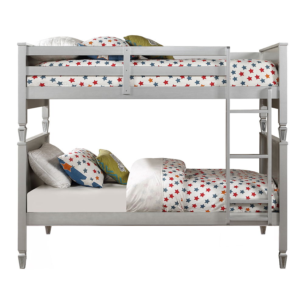 Varian - Twin Over Twin Bunk Bed - Blue Velvet & Silver - Urban Living Furniture (Los Angeles, CA)