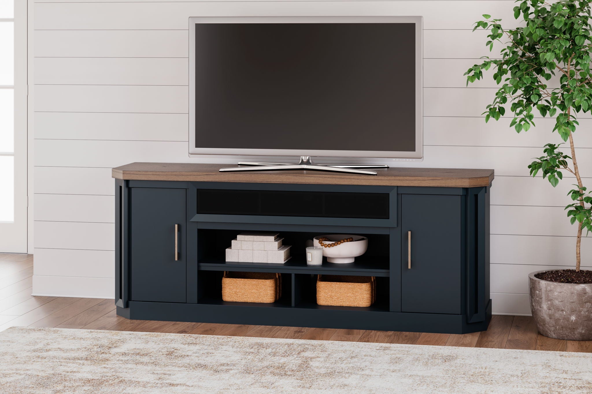 Landocken - Brown / Blue - XL TV Stand W/Fireplace Option - Urban Living Furniture (Los Angeles, CA)