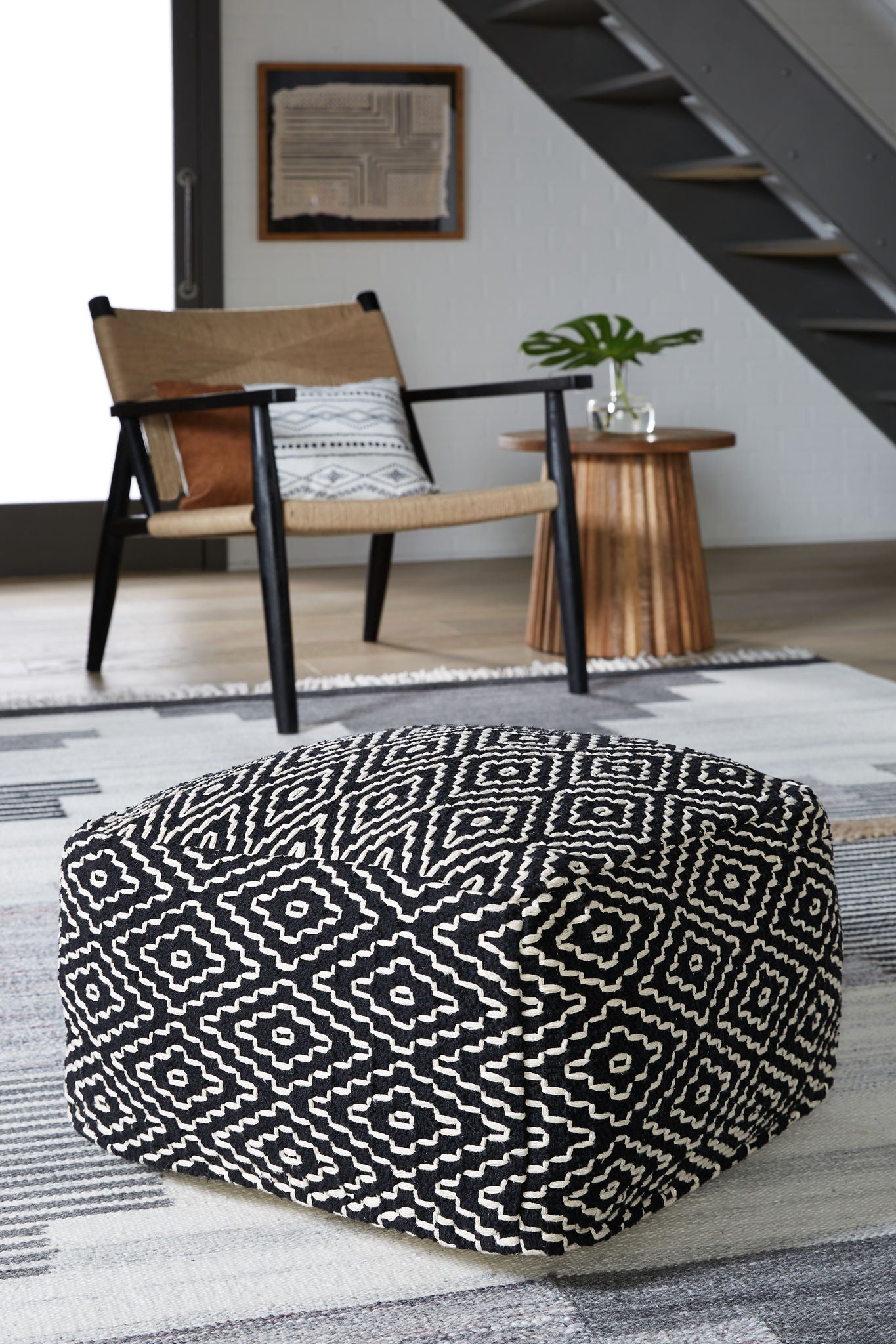 Jasett - Black / Ivory - Pouf - Urban Living Furniture (Los Angeles, CA)