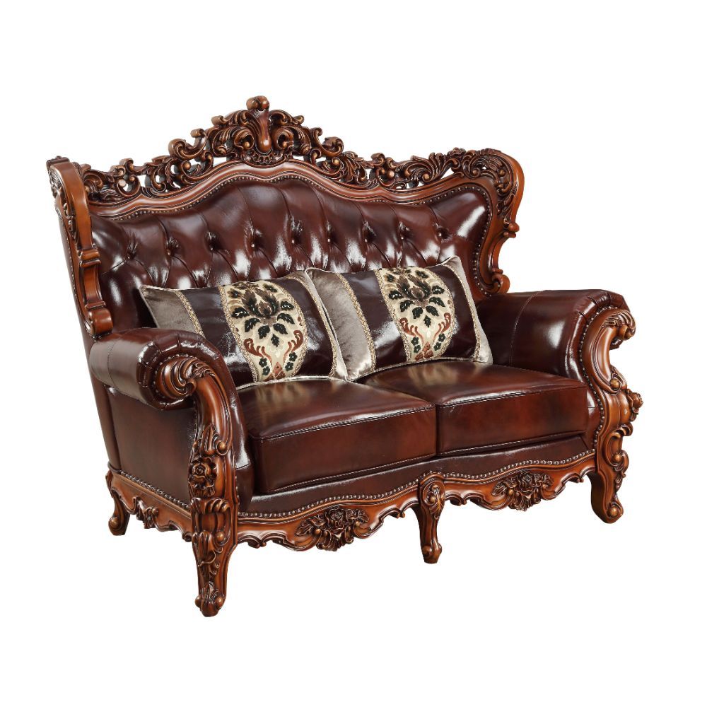 Eustoma - Loveseat - Cherry Top Grain Leather Match & Walnut - Urban Living Furniture (Los Angeles, CA)