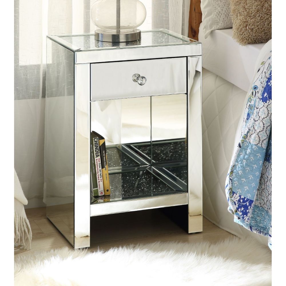 Noralie - 26"H Accent Table - Mirrored & Faux Diamonds - Urban Living Furniture (Los Angeles, CA)