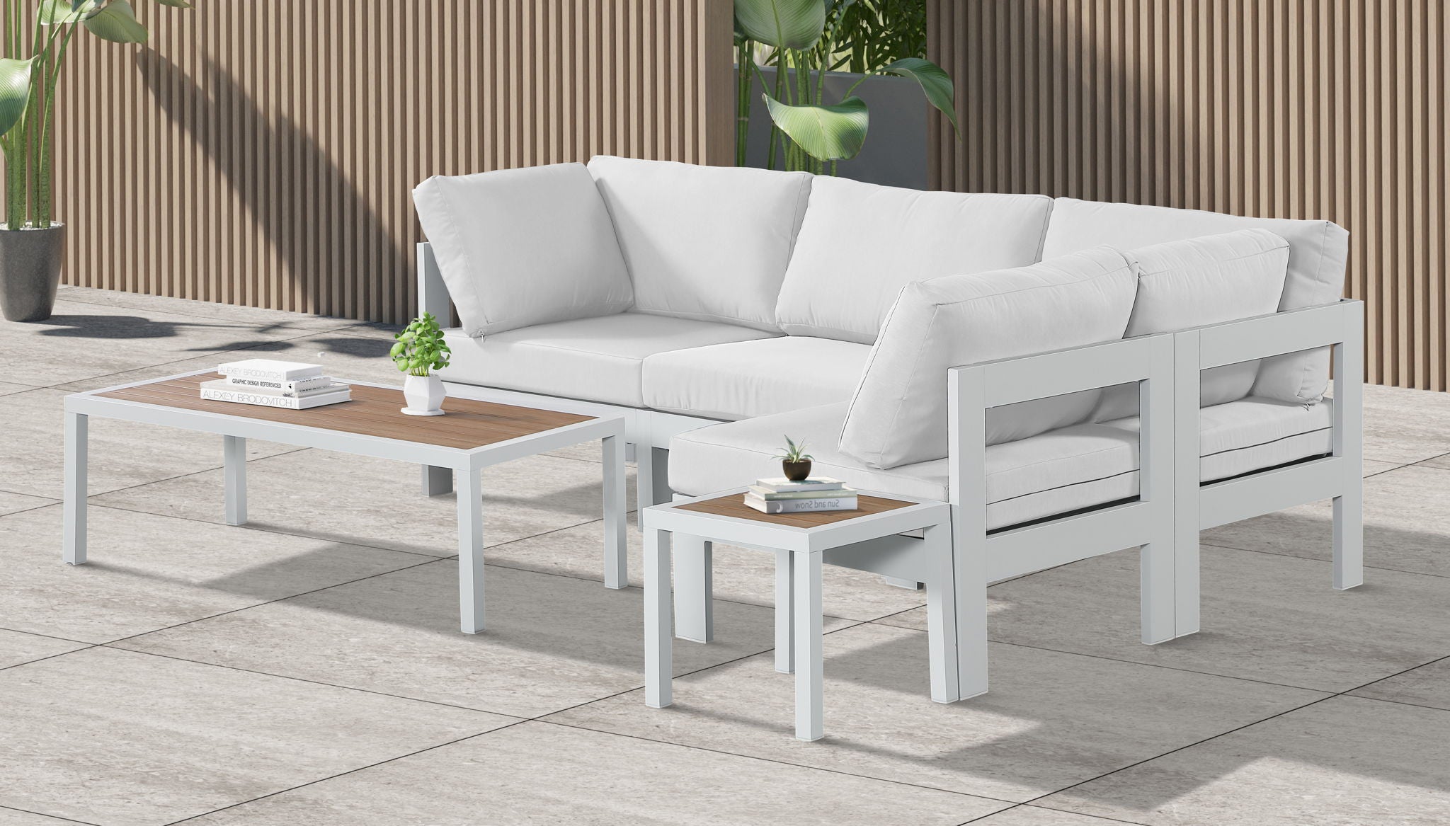 Nizuc - Outdoor Patio 4 Piece Modular Sectional With White Frame - Urban Living Furniture (Los Angeles, CA)