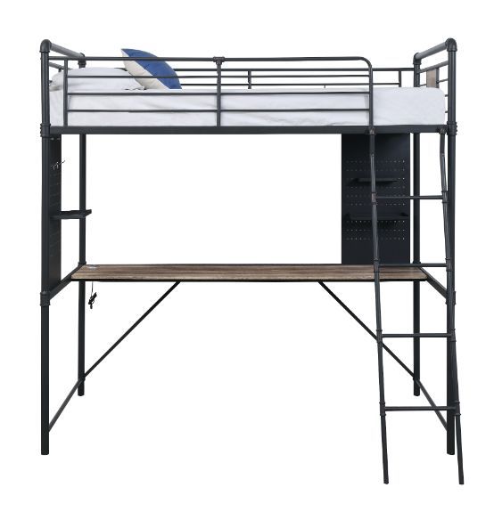 Cordelia - Twin Loft Bed With Desk - Antique Oak, Sandy Black & Dark Bronze Hand-Brushed - Urban Living Furniture (Los Angeles, CA)