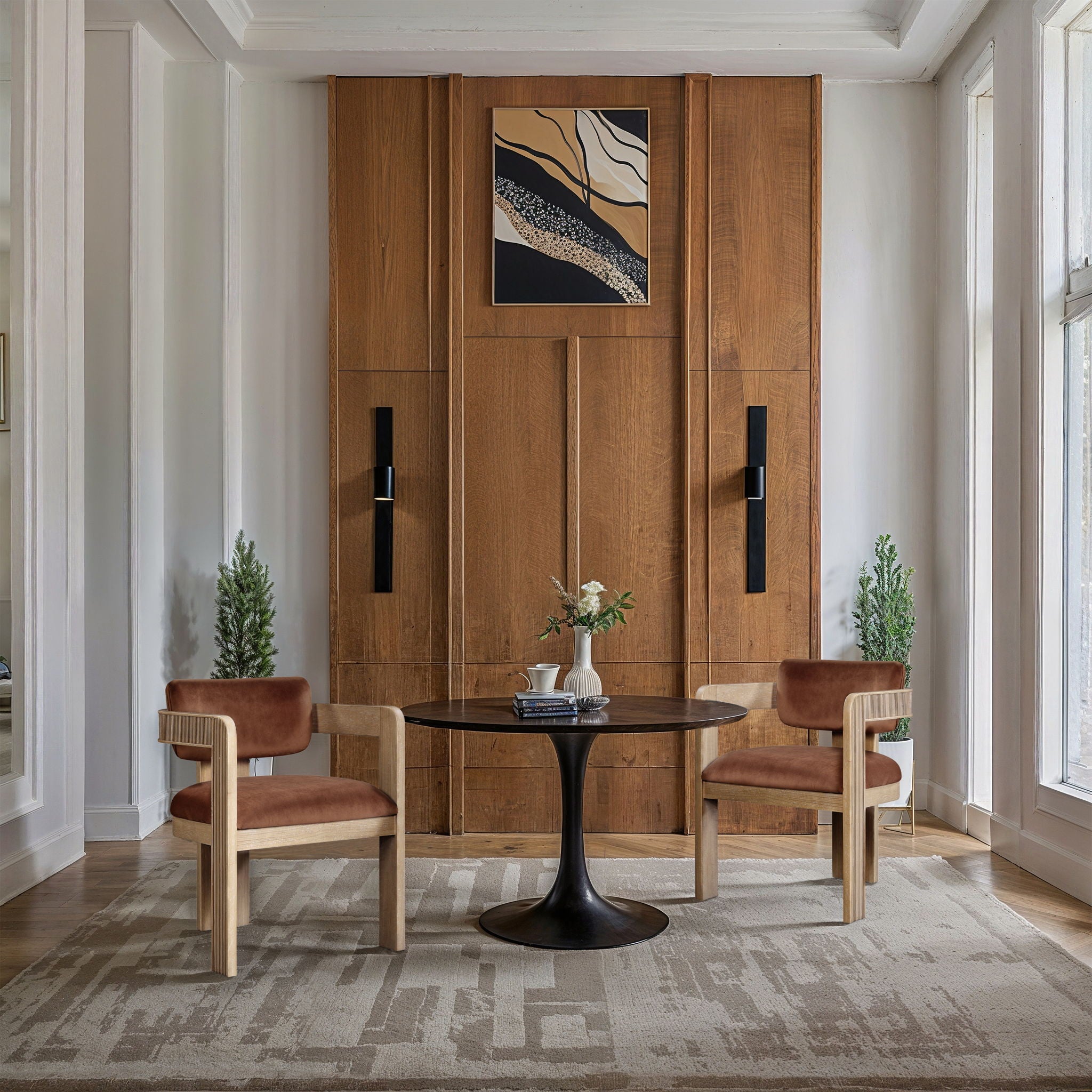 Sacha - Velvet Dining Chair With Natural Base (Set of 2) - Urban Living Furniture (Los Angeles, CA)