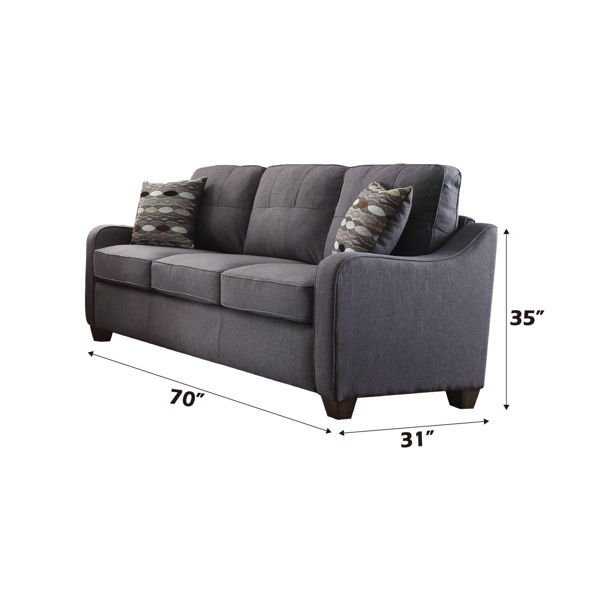 Cleavon II - Sofa With 2 Pillows - Gray Linen