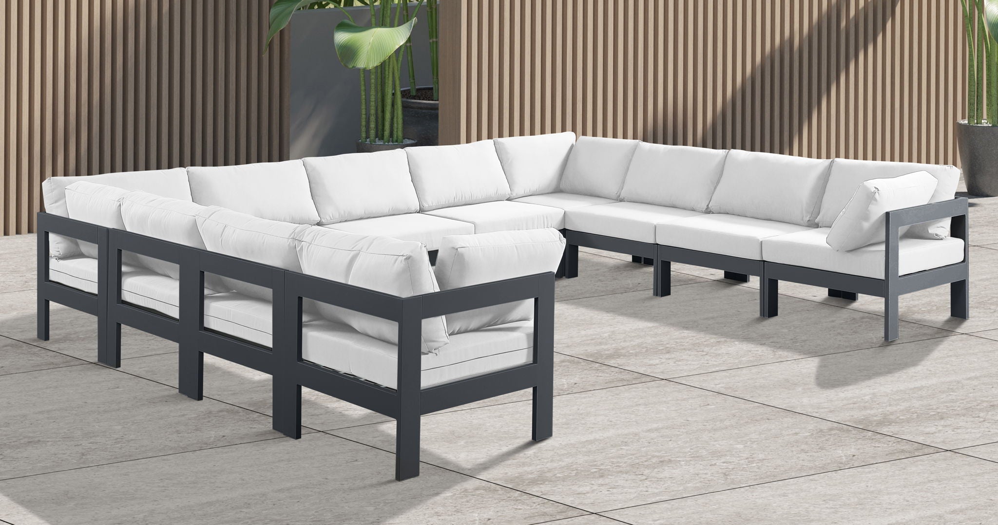 Nizuc - Outdoor Patio 11 Piece Modular Sectional With Gray Frame - Urban Living Furniture (Los Angeles, CA)