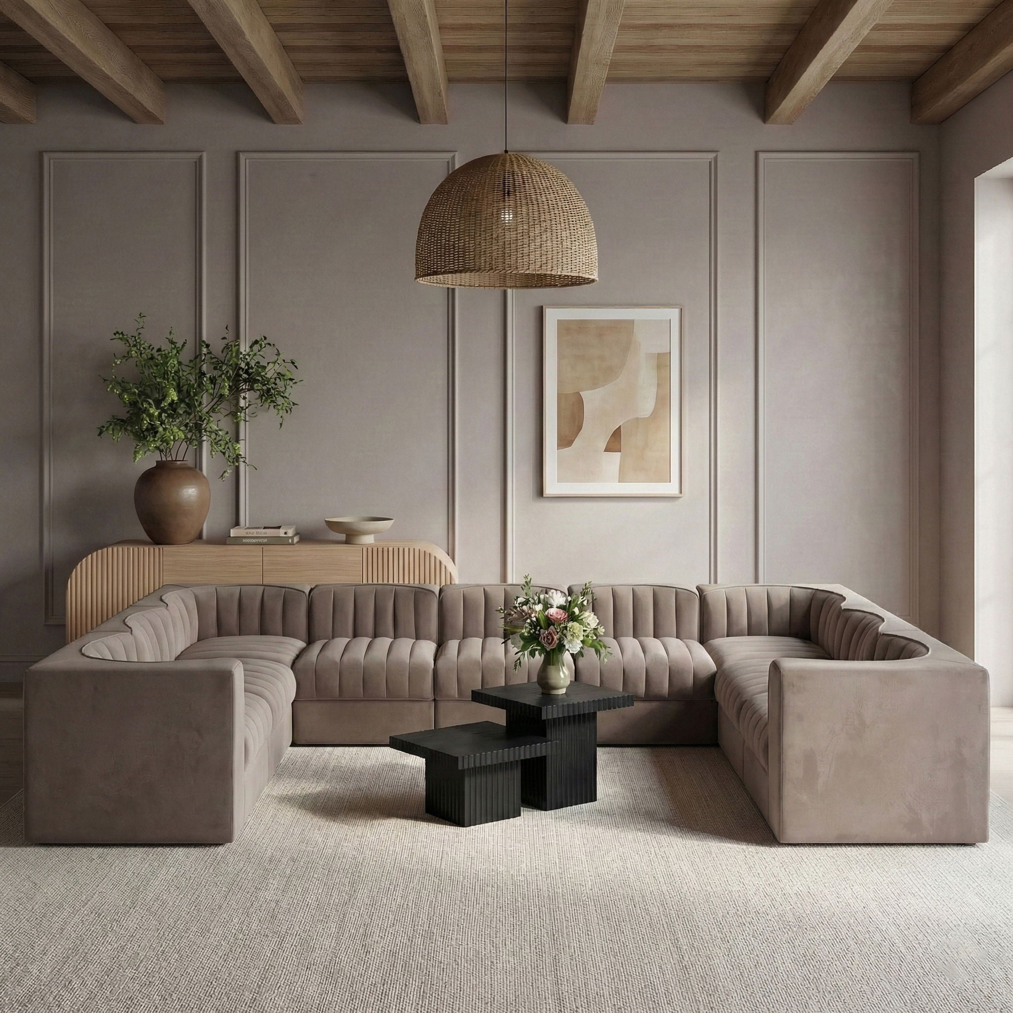 Rummi - Velvet Performance Fabric Upholstered 9 Piece Modular Sectional - Urban Living Furniture (Los Angeles, CA)