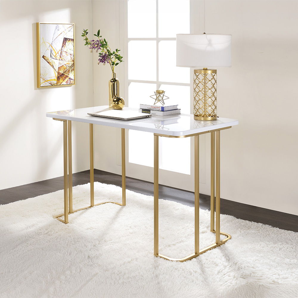 Estie - Writing Desk (Same Ac00902) - White & Gold - Urban Living Furniture (Los Angeles, CA)