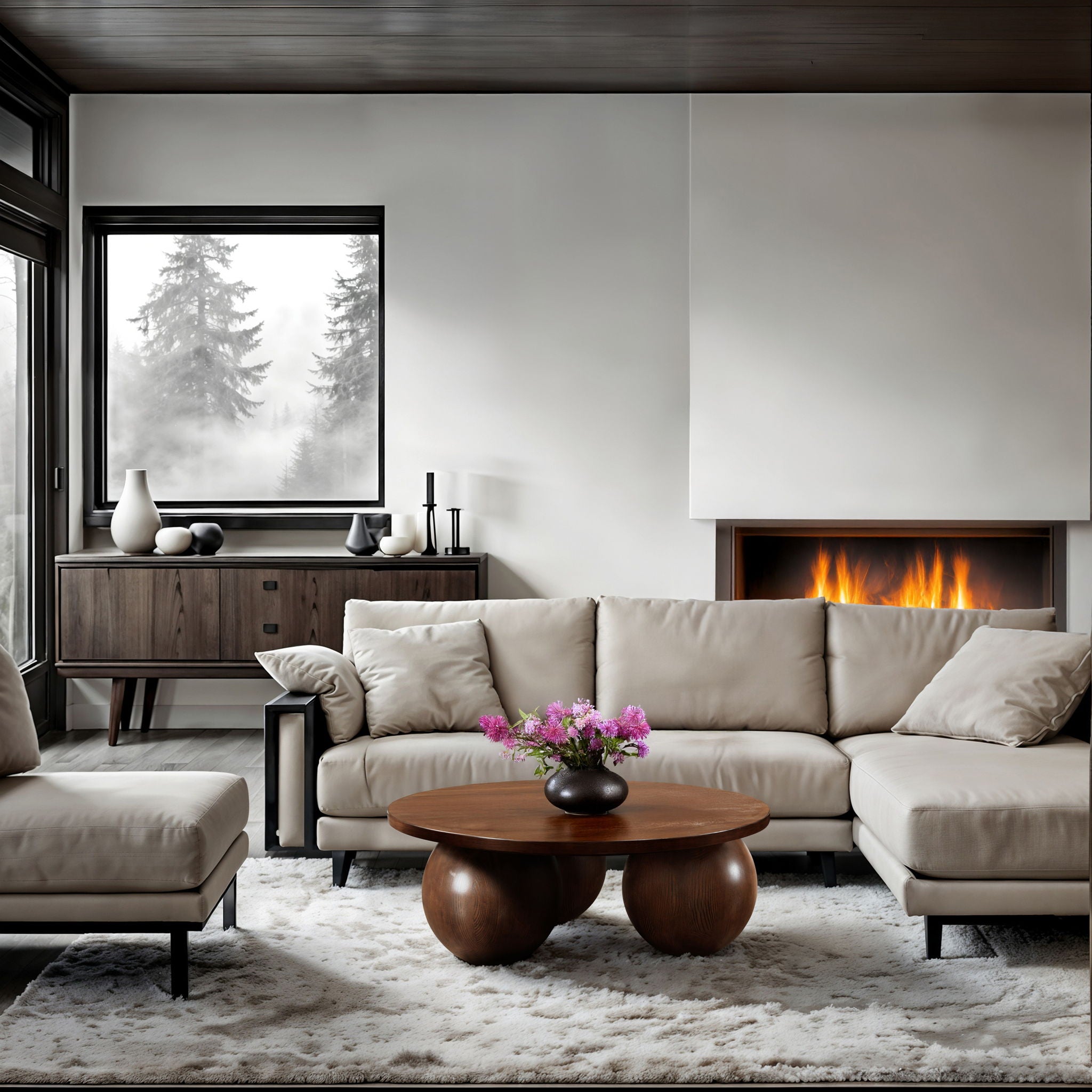 Fitch - Wood Oak Veneer Coffee Table - 3 Legs - Urban Living Furniture (Los Angeles, CA)