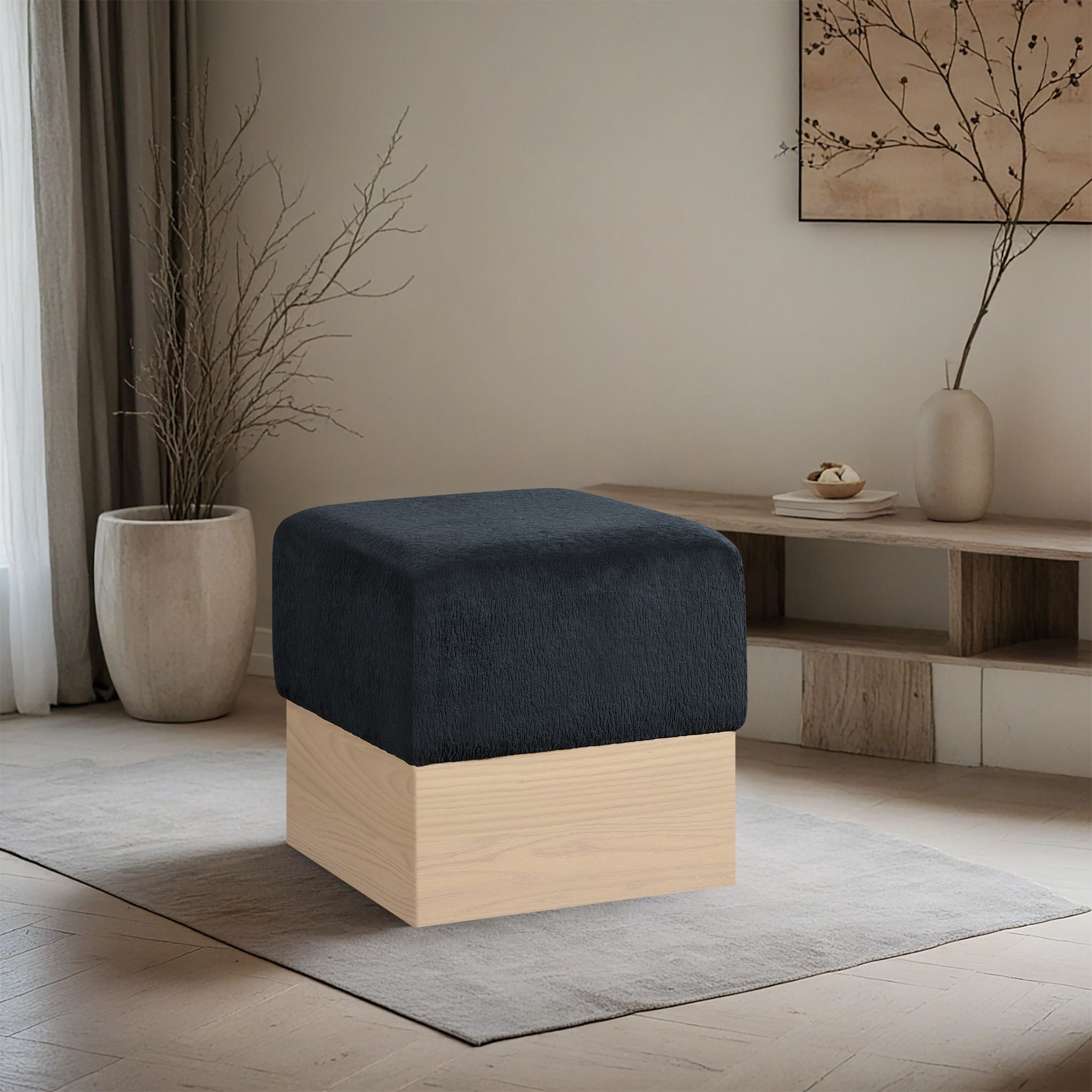 Havre - Ottoman / Stool With Natural Base - Urban Living Furniture (Los Angeles, CA)