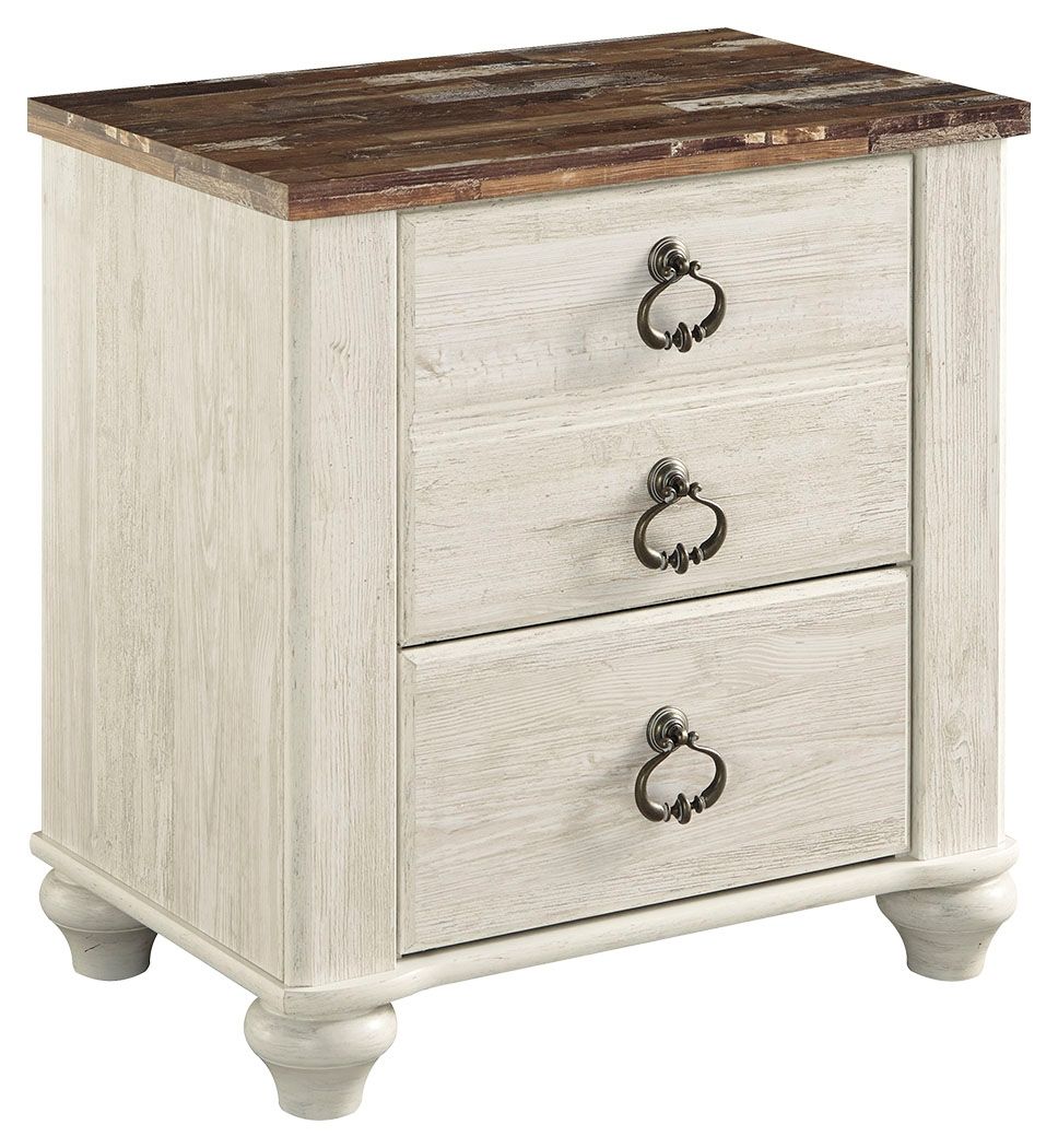 Willowton - Two Drawer Night Stand - Brown / Beige / White - Urban Living Furniture (Los Angeles, CA)