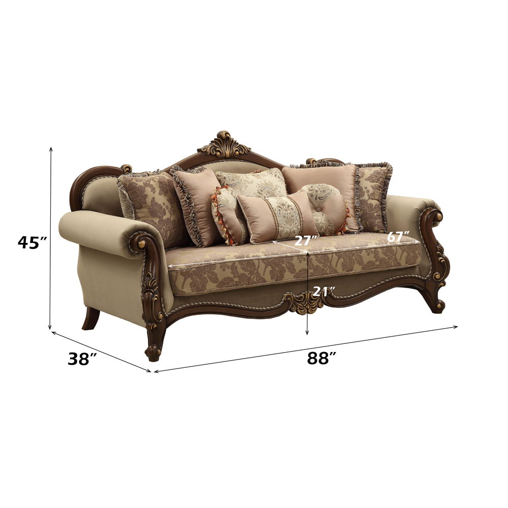 Mehadi - Sofa With 8 Pillows - Velvet & Walnut - Urban Living Furniture (Los Angeles, CA)