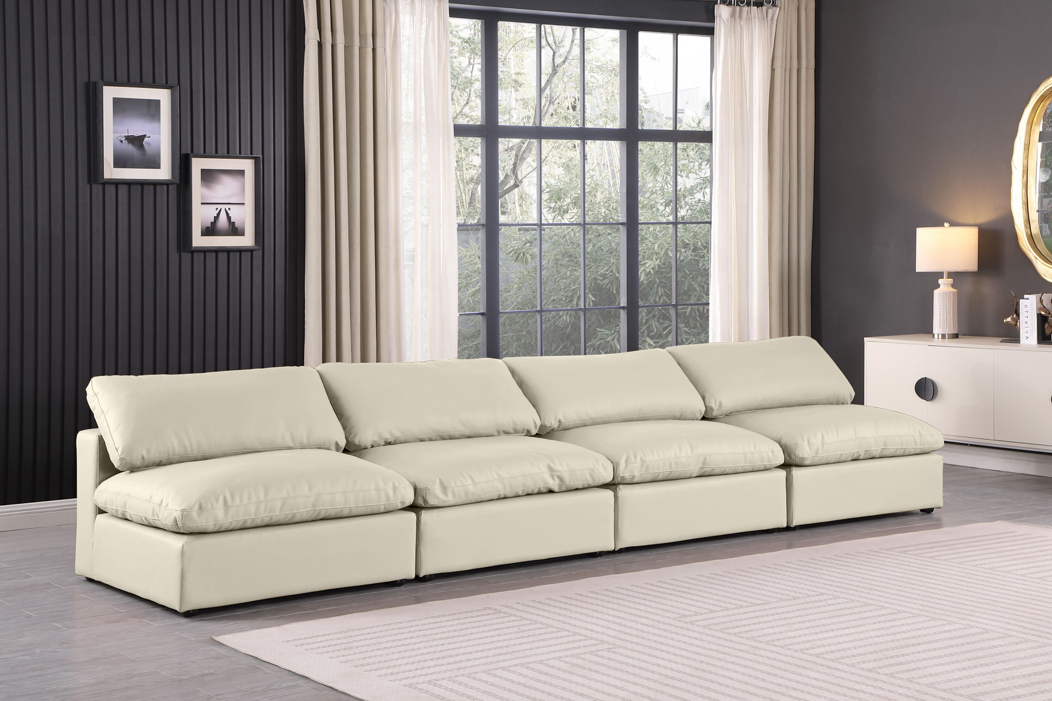 Comfy - Faux Leather Modular Armless Sofa 4 Seats - Urban Living Furniture (Los Angeles, CA)