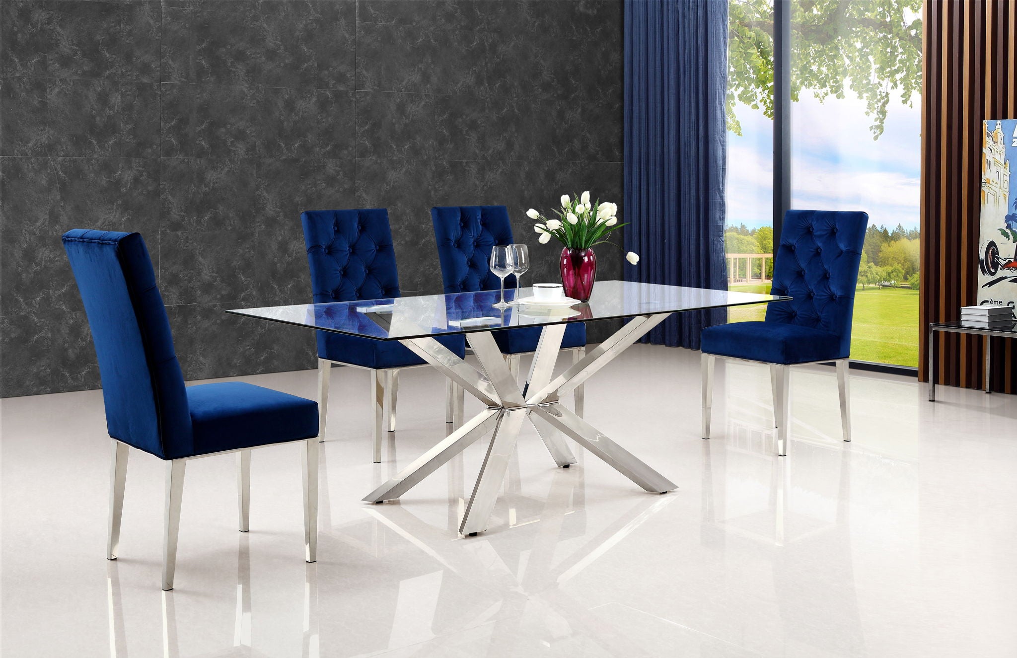 Juno - Dining Table - Pearl Silver - Glass - Urban Living Furniture (Los Angeles, CA)