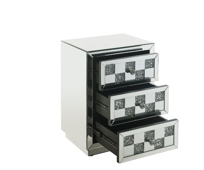 Noralie - 18" X 14" Accent Table With Faux Diamonds - Mirrored - Urban Living Furniture (Los Angeles, CA)