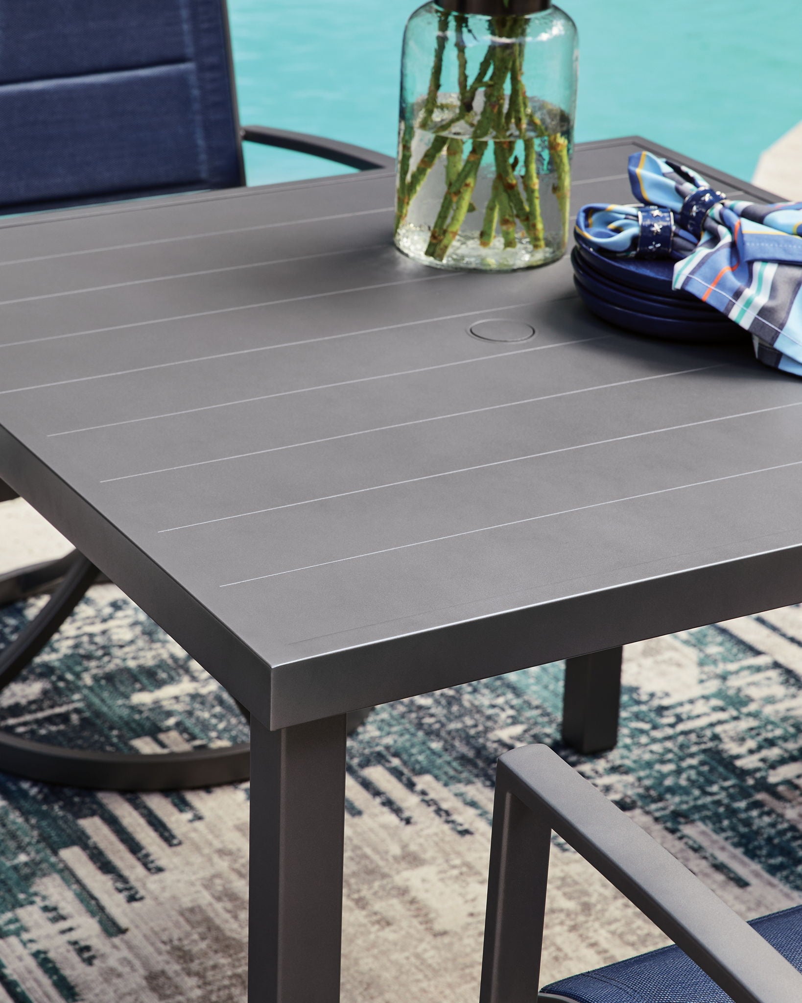 Rocky Creek - Square Dining Table With Umbrella Option - Gray - Urban Living Furniture (Los Angeles, CA)