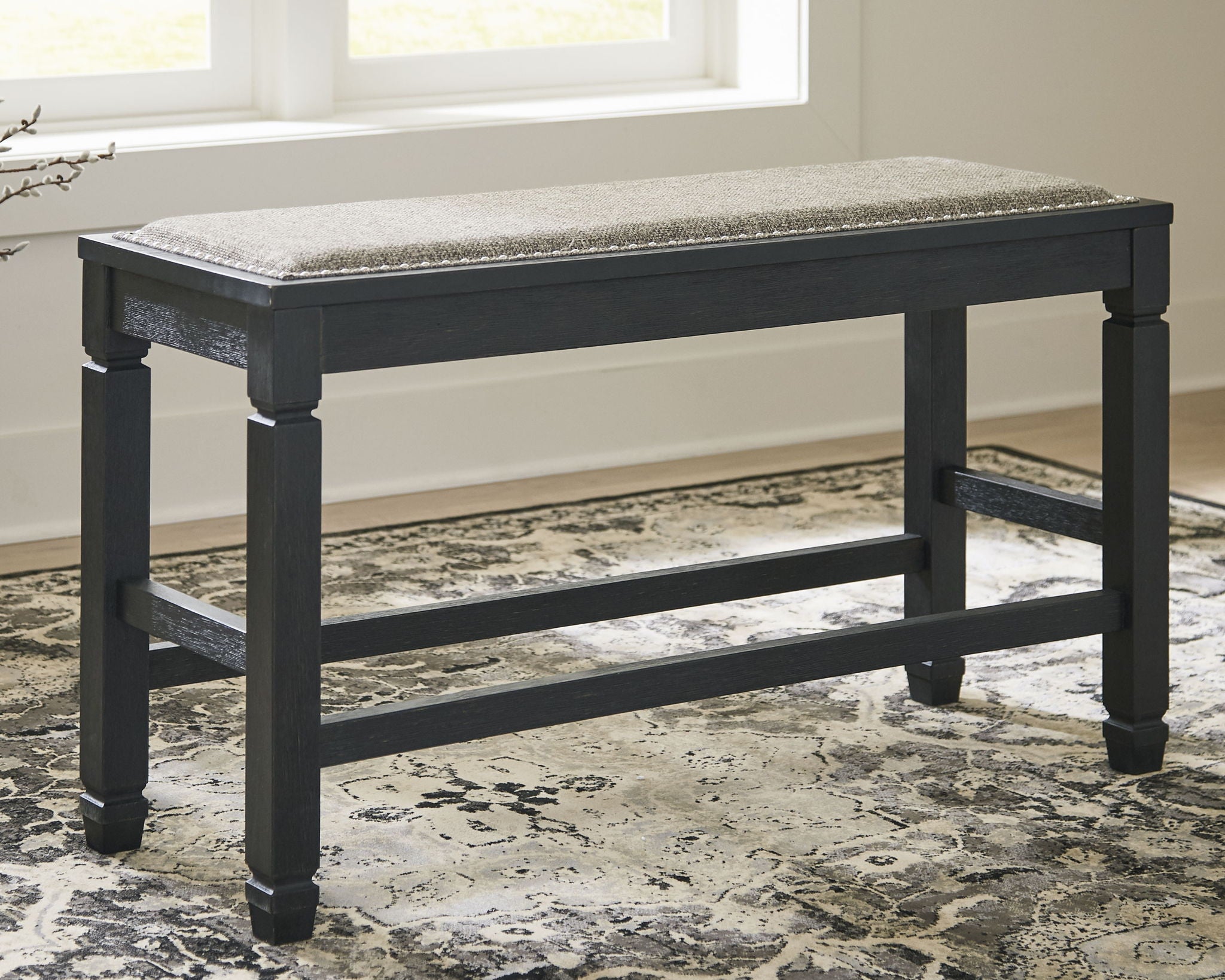 Tyler Creek - Antique Black - DBL Counter UPH Bench - Urban Living Furniture (Los Angeles, CA)