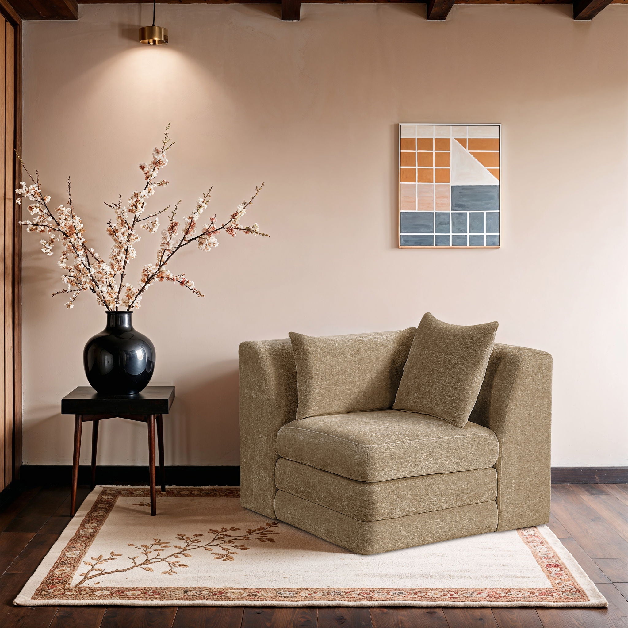Stellar - Chenille Fabric Upholstered Modular Corner Chair - Urban Living Furniture (Los Angeles, CA)