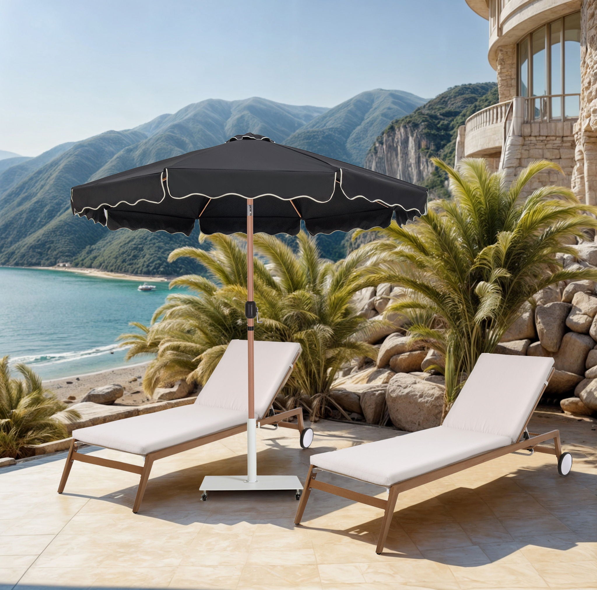 Amalfi - Aluminum Patio Umbrella - White Base / Light Brown Pole - Urban Living Furniture (Los Angeles, CA)