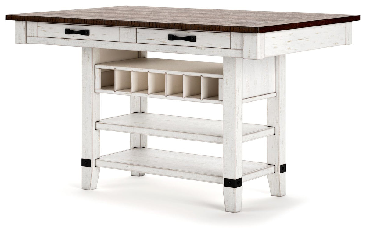 Valebeck - Rect Dining Room Counter Table With Wine Rack - White / Brown - Urban Living Furniture (Los Angeles, CA)